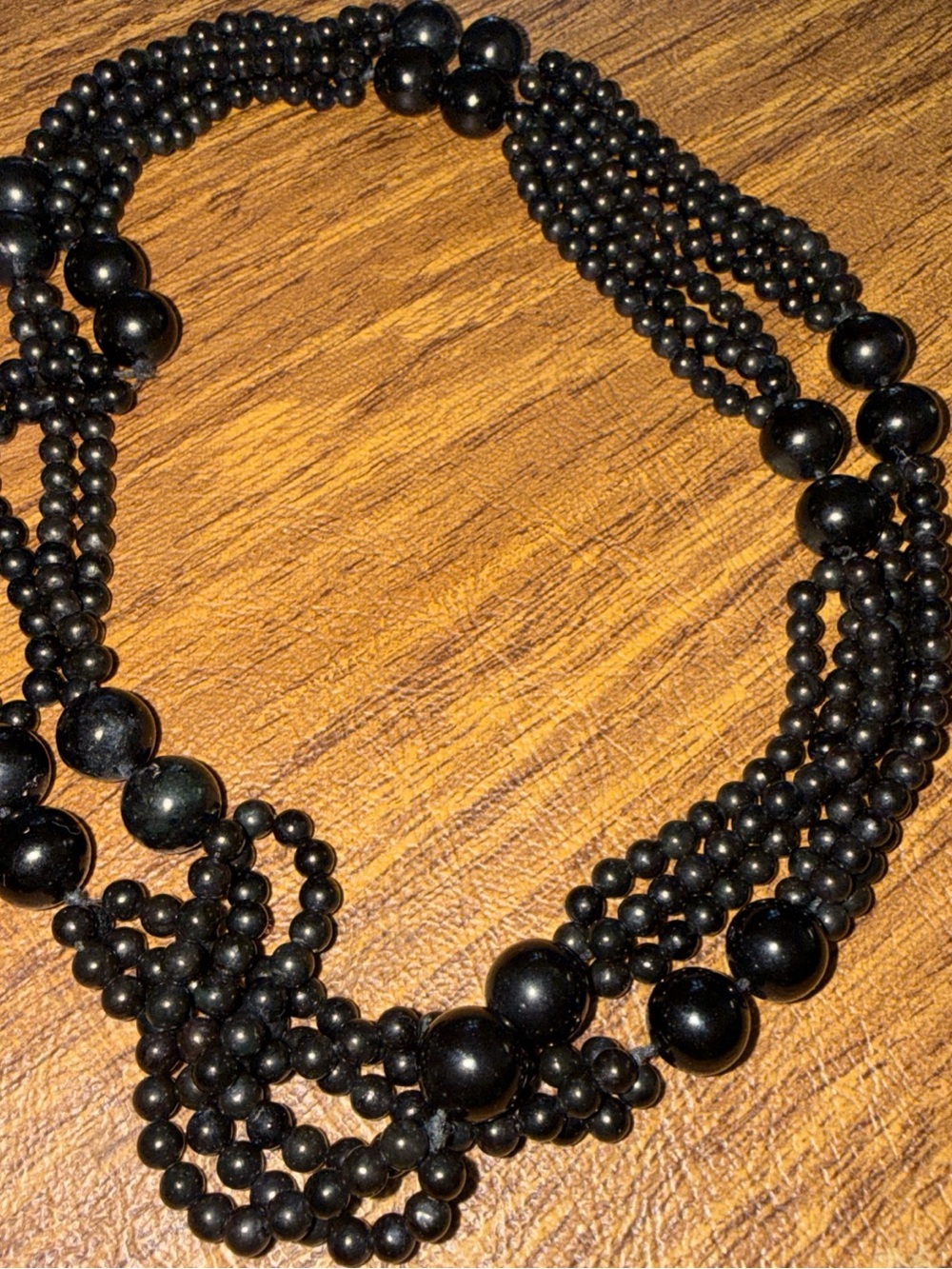 Black ONYX Multi-Strand Beaded Necklace